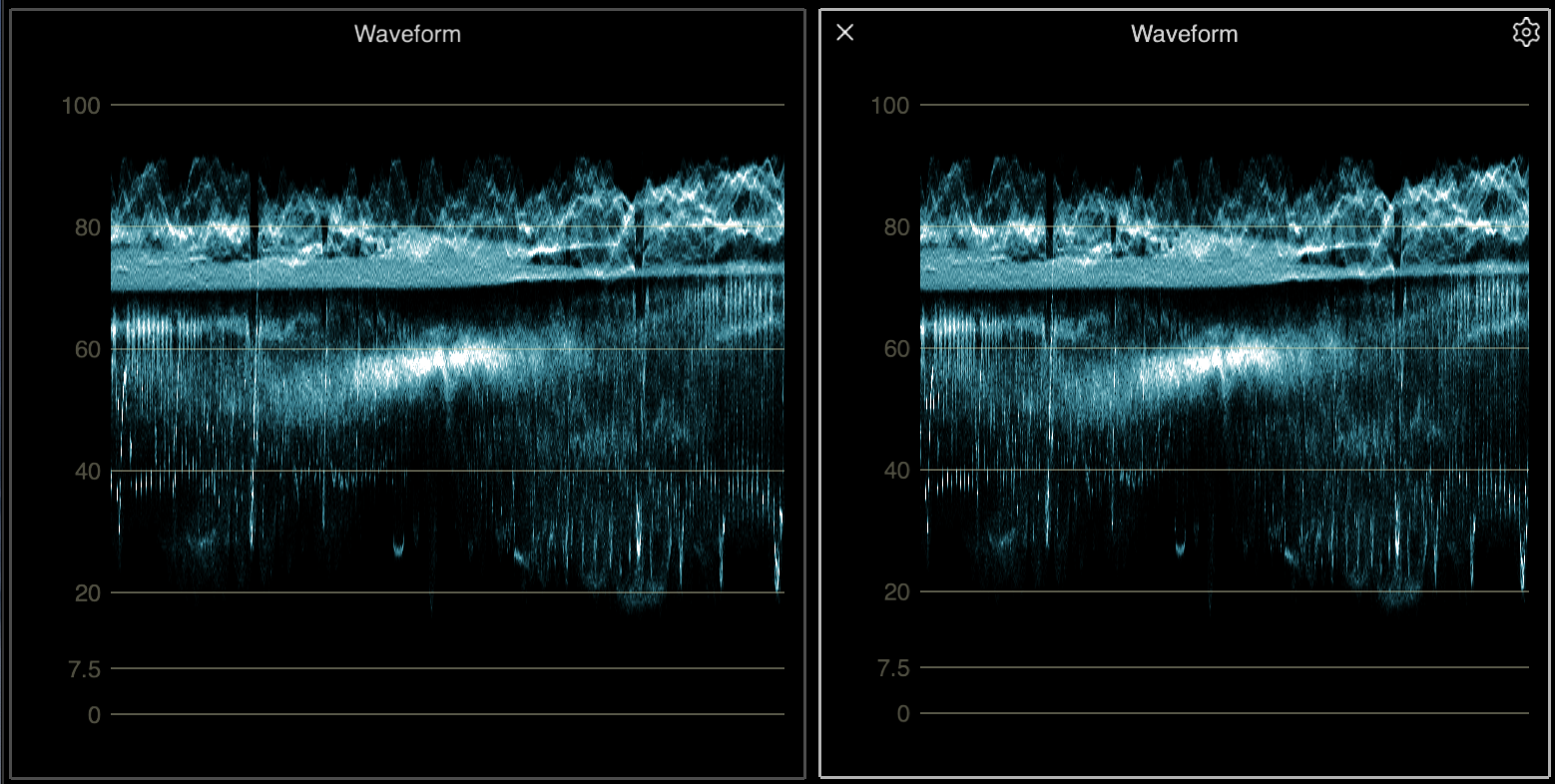A waveform palette unselected (left) and selected (right)