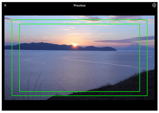 Preview palette recreates all features of a produciton monitor including realtime aspect ratio masking